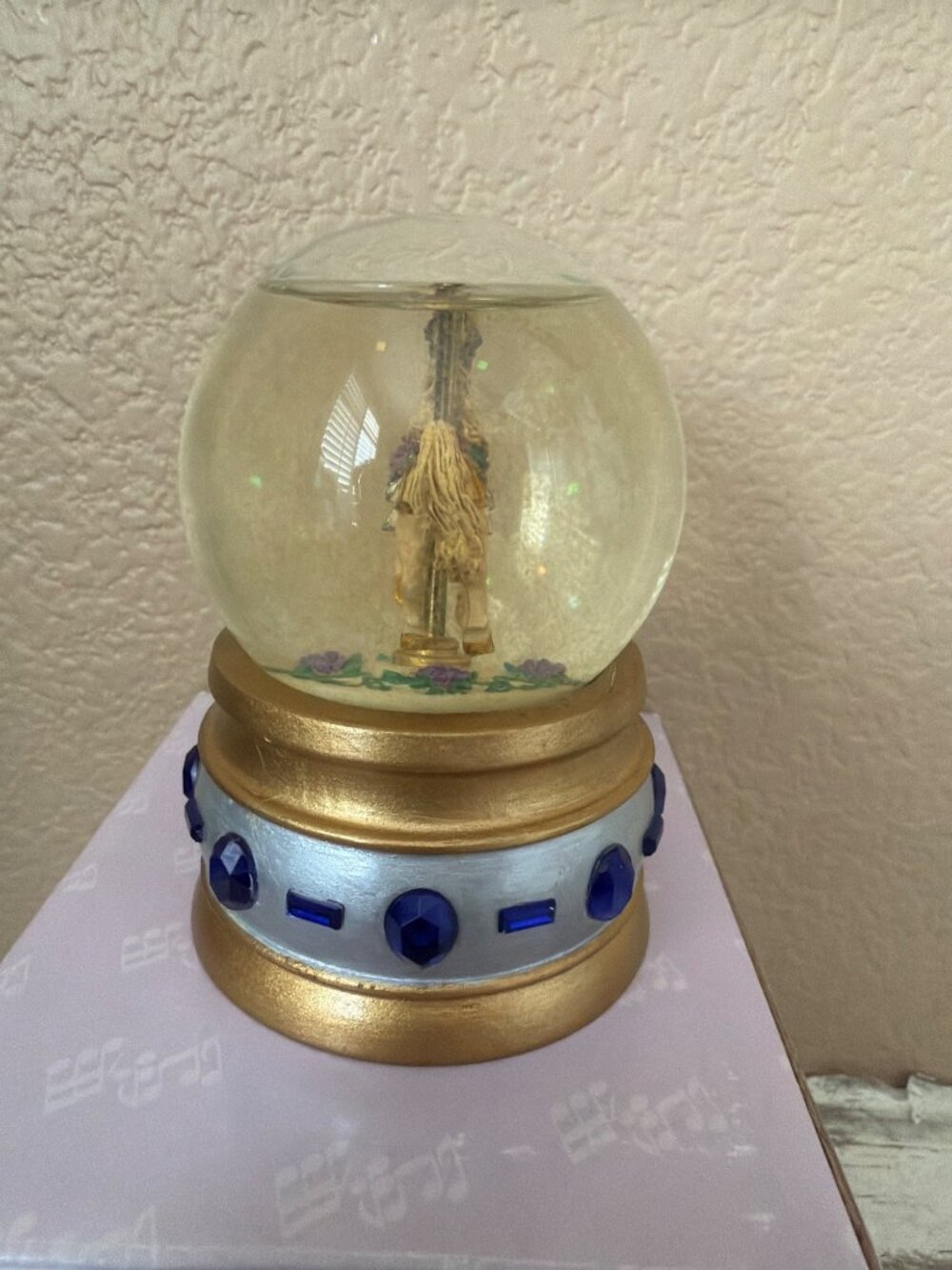 San Francisco Music Box Mini Sapphire Carousel Snow Globe Phantom of Opera w/Box - Picture 6 of 14